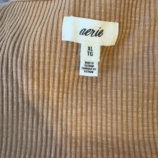 205 | Aerie Ribbed Corset Seam Crop Tank Top Tan Women XL Boho Summer Y2K - Image 5