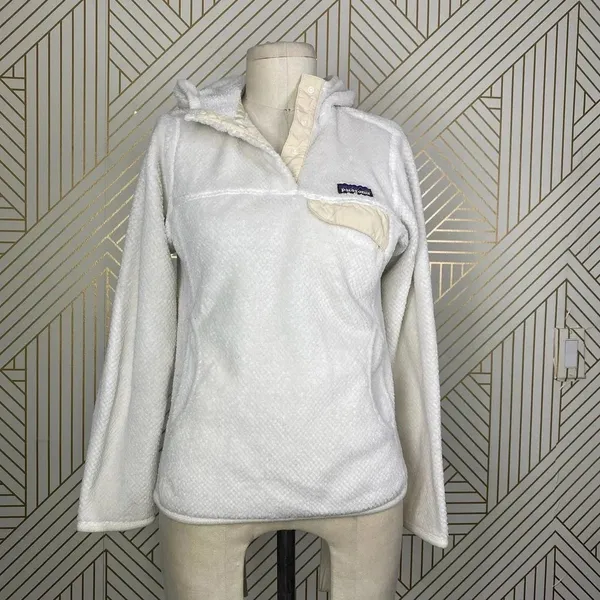 Patagonia Re-Tool Snap-T Fleece Pullover‎ Hoodie Sweatshirt Cream Size US XS - Image 3