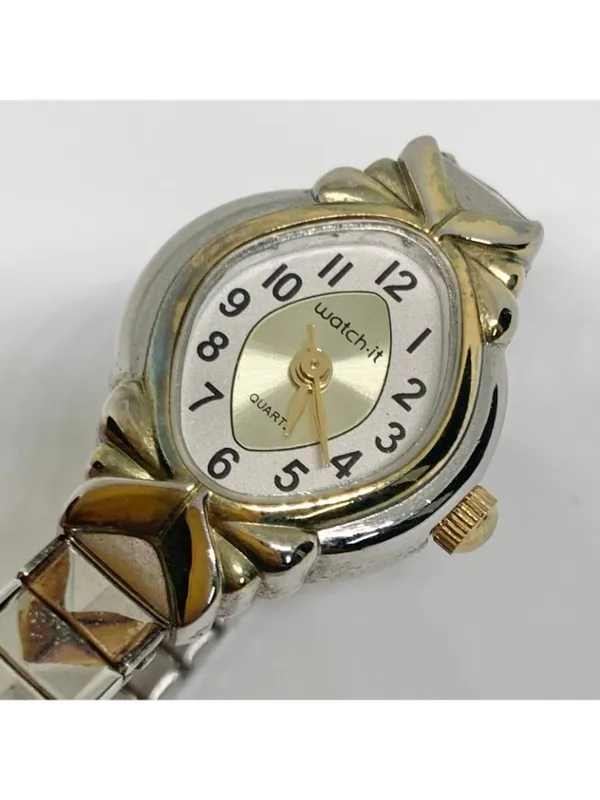 Vintage watch-it women watch silver gold tone 20mm quartz analog 6.5” running - Image 3