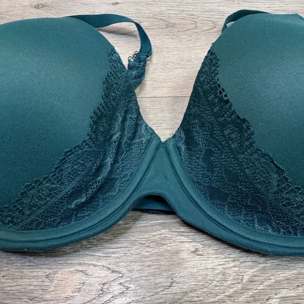 Soma Embraceable Perfect Coverage Underwire Bra Dark Teal‎ Green Lace 36DD - Image 2