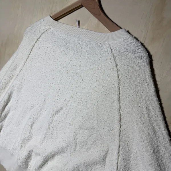 Free People Cream Knit Sweater XS Balloon Sleeve Boho Cozy Pullover Ivory Top - Image 7