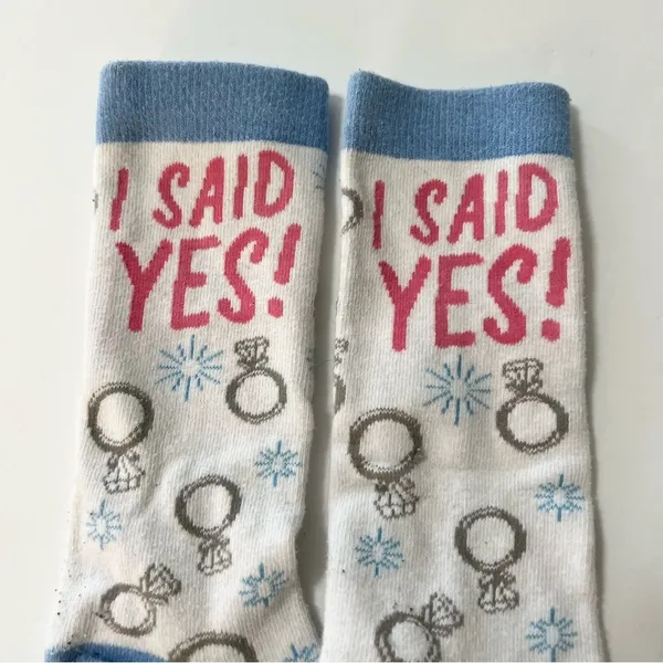 Womens I Said Yes Socks White and Blue Engagement Wedding Bride Gift - Image 5