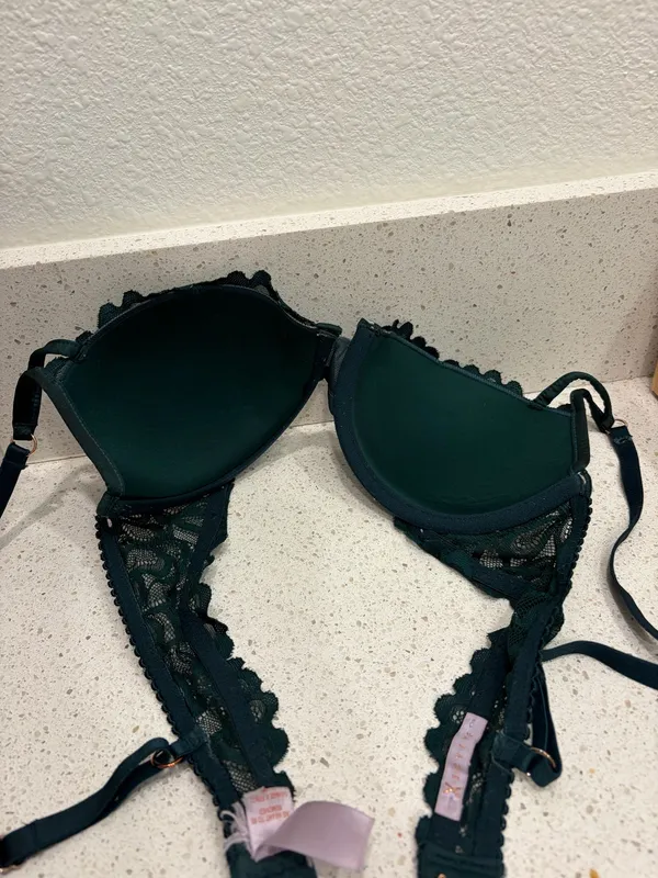 Savage X Fenty Women’s Bra Lingerie Push Up Lace Green 34 B EUC - Image 7