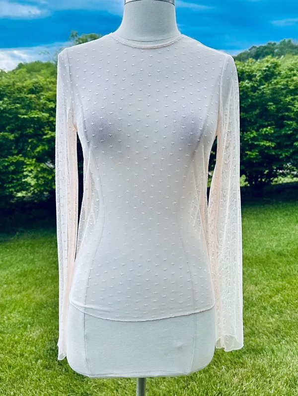 Forever 21 off white sheer lace polka dot top - Image 2