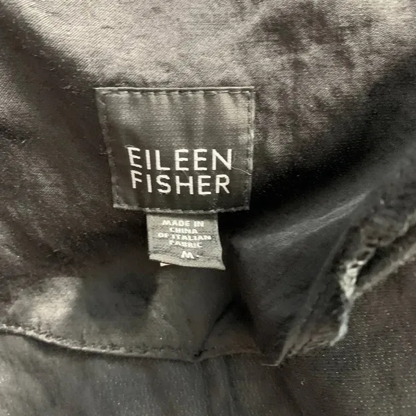 Eileen Fisher Crinkle‎ Black Sheen Overcoat Jacket - Image 10