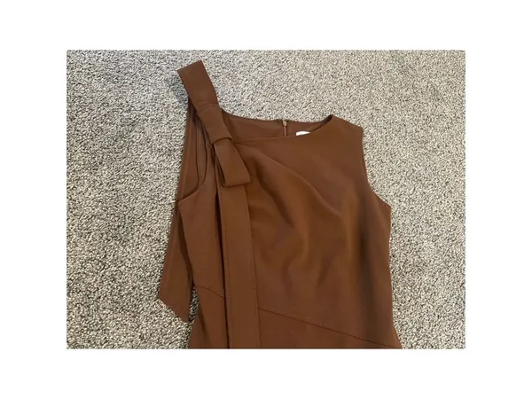 Calvin Klein Brown Bow Shoulder Midi Dress Size 2 - Image 6