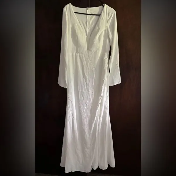 Lulus Romance for the Ages White Long Sleeve Maxi Dress - Image 8