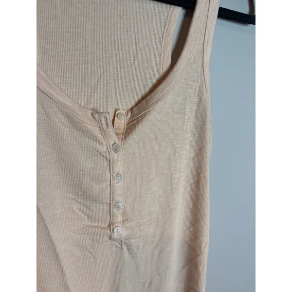 Aerie peach ribbed henley tank - Image 3