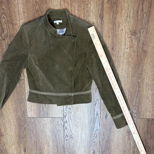 Vince Womens Brown Corduroy Asymmetrical Snap Cropped Jacket Size‎ 8 USA Made - Image 11
