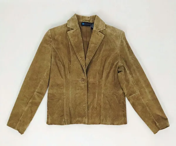 Vintage Genuine Suede Jacket in Tan | Size S - Image 11