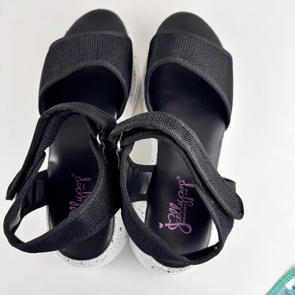 Jellypop VENTURE Black Comfort Fit Platform Sandals Women's Size 8 NIB Speckled - Image 4