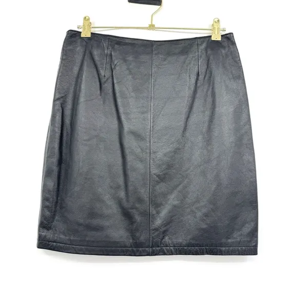 VTG 80’s Wilsons Leather Mini Skirt Womens 12 Black Goth Grunge Moto Punk Biker - Image 2