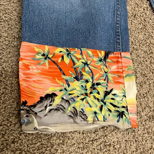 Agolde Rio Palm Tree Print Cuff Jeans Size 29 Y2K - Image 5