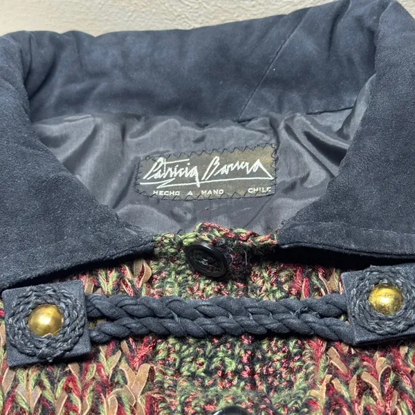 Patricia Barrera Alpaca Wool Leather Knit Toggle Cardigan Coat Chile Handmade L‎ - Image 7