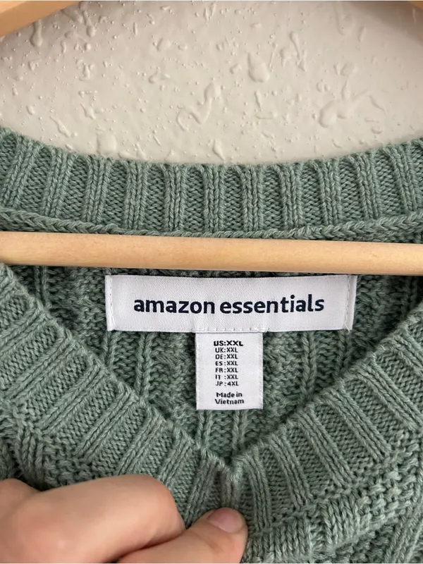 Amazon Essentials Cotton Cableknit Crewneck Sweater Ribbed Fisherman Style XXL - Image 4