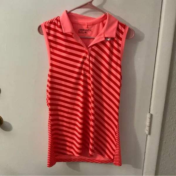 Nike Precision Print Sleeveless Golf Polo Shirt Lava Glow/Max Orange M Dopamine - Image 3