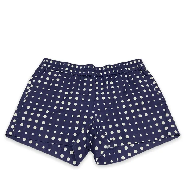 J.Crew Factory Boardwalk Pull-On Shorts‎ Navy White Polka Dot Linen Blend Size 6 - Image 2