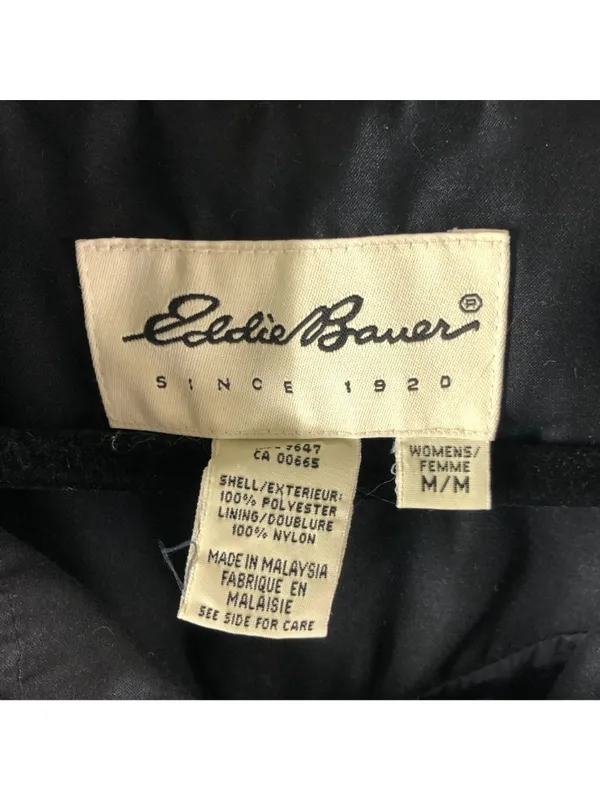 Eddie Bauer Womens Vintage Y2K Black Belted Trench Coat Size M Double-Breasted - Image 3