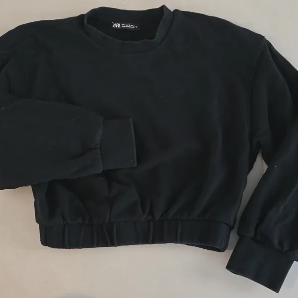 Zara Black Ribbed Cropped Sweater Size S - Image 2