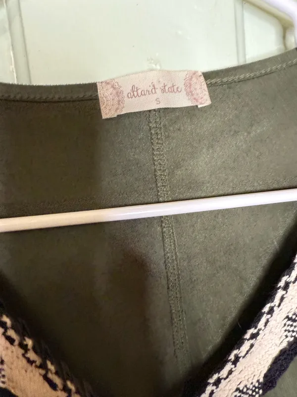 Altar’d state Olive crushed velvet lace trip size small - Image 2