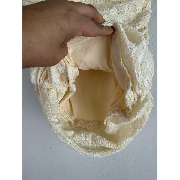 FP One By Free People Ona Ruched Cream Convertible Mini Skirt Shirt‎ Women's XS - Image 9