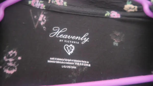Victoria's Secret heavenly by victoria pj's nightgown floral flowers in black, pink and green size large. - Image 5