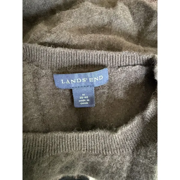 Cashmere Sweater 100% Brown Quiet Luxury Crewneck Lands' End Medium - Image 3