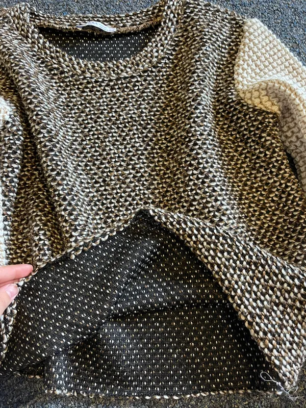 ZARA Knitted Sweater Top With Faux Fur Cuffs - Image 8
