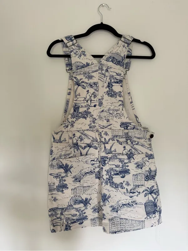 American Apparel Denim Overalls (Cream and Blue Toile Print) - Image 5