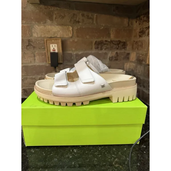 NEW Sam Edelman Eliana White Leather Lug Sole Slide Sandals Size 11 - Image 4
