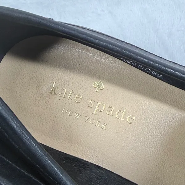 Kate Spade Karisa Black Leather Floral Studded Loafers Womens 5.5M Slip On Shoes - Image 3