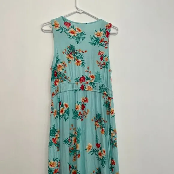 OLIVE & OAK LULUS Sleeveless Floral Maxi Dress Aqua Blue Pink Tropical Hawaiian - Image 14