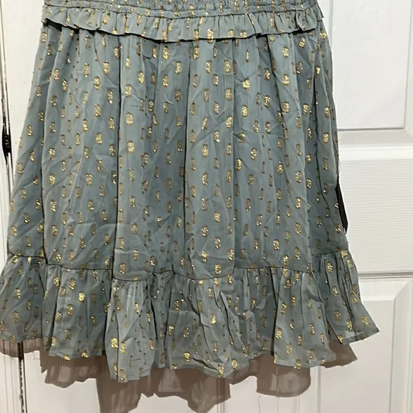 NWT Lulu’s Touch of Glam Dusty‎ Blue Dotted Off-the-Shoulder Mini Dress size L - Image 8