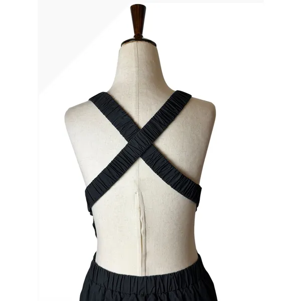English Factory Midi Dress Women Small Black Criss Cross Open Back Cutout Boho - Image 8