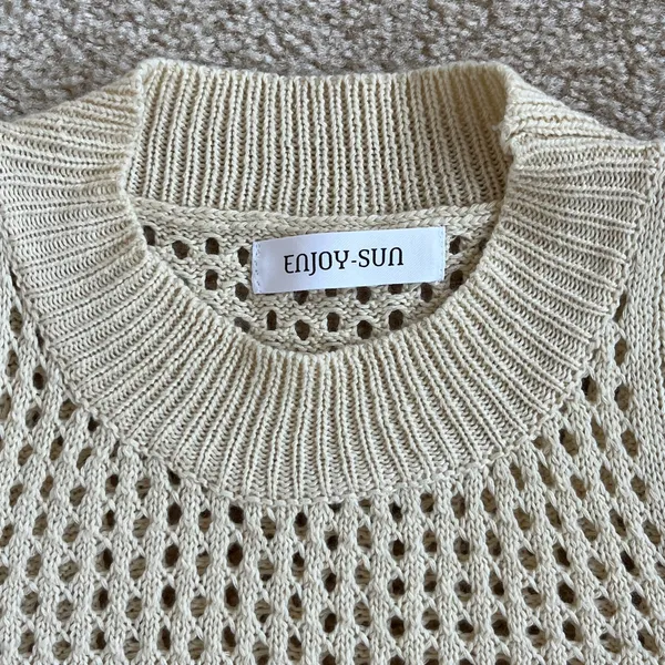 Sleeveless Knit Mock Neck Sweater Top in Cream Beige Women's Medium - Image 2