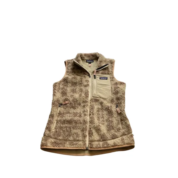 Patagonia Retro-X Fleece Vest Womens XS Leopard Print Tan Brown Full Zip Sherpa - Image 2