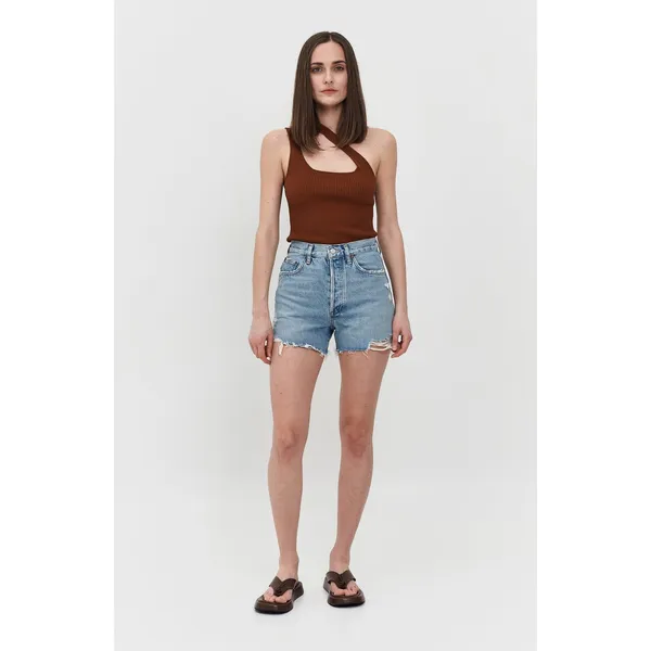 AGOLDE Dee Vintage High Rise Shorts Medium Wash Distressed Size 27 100% Cotton - Image 11
