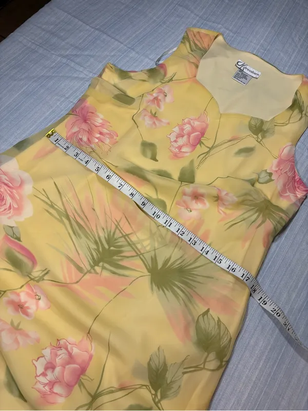Vintage Dressbarn Yellow Floral Chiffon Midi Dress - Size 12 - NWT - Image 6