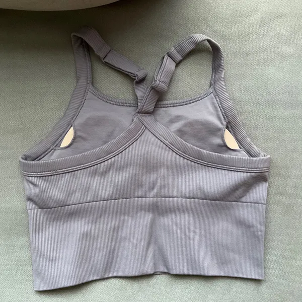 Alo Yoga Seamless Ribbed Favorite Bra Tank Fog S - Image 5
