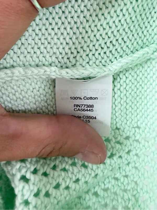 Set of 2 J.Crew Womens M Open Knit Sweaters Mint Green Ivory Cotton NWOT - Image 5