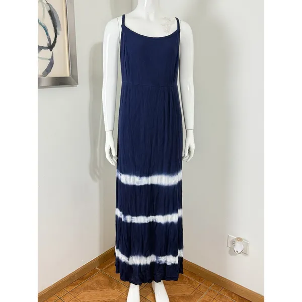Torrid Navy Tie Dye Lace Up Back Maxi Dress Womens Plus Size 1 1X Boho Sundress - Image 2