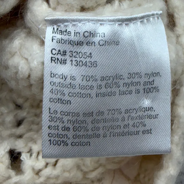 Pointelle Sweater Womens XS Cream Boho Cottagecore Grandma Coquette Crochet - Image 4