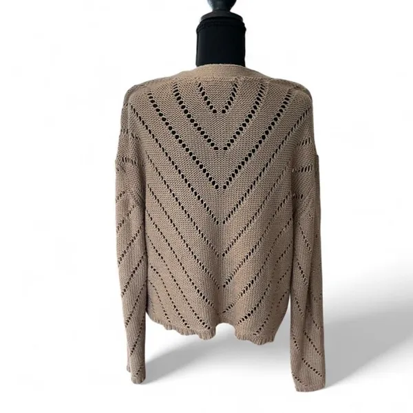 RD Style Tan Open Knit Cardigan‎ Size Large Lightweight Boho Chic - Image 2