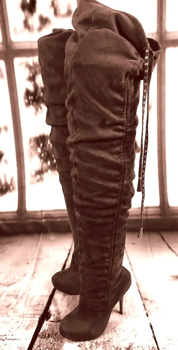 Sheikh Over Knee Boots Brown Size 7 - Image 4