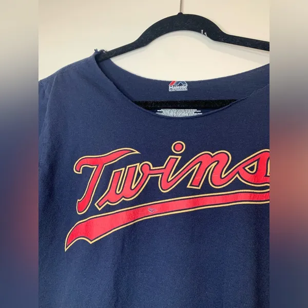 Majestic MN Twins T-Shirt. Women’s M. Buxton. Cut out neck for off the shoulder look - Image 2
