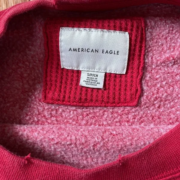 American Eagle Sweater Womens Small Red Logo Pullover Sweatshirt Crewneck Ladies - Image 10