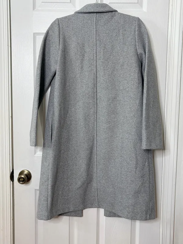 ZARA Gray Long Coat Duster Overcoat Minimalist Quiet Luxury Office Timeless Sz M - Image 3