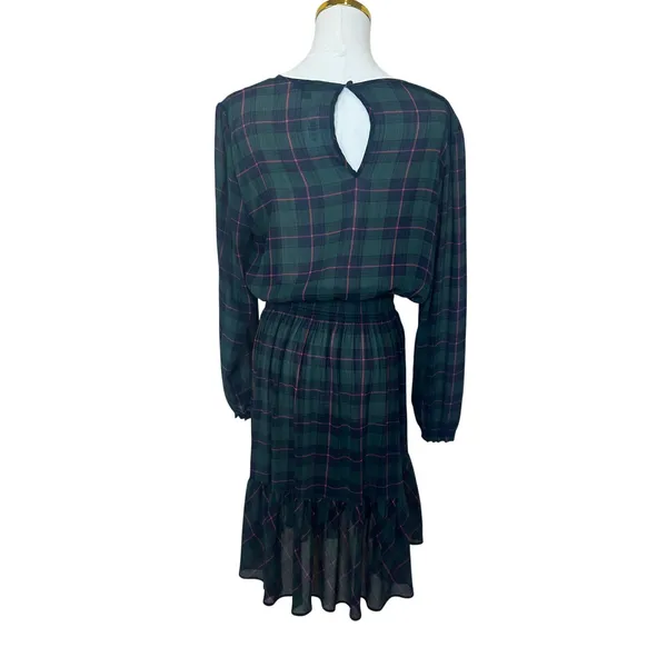 J.Crew Green Plaid Fit Flare Mini Dress LARGE Celtic Smock Party Designer $138 - Image 6