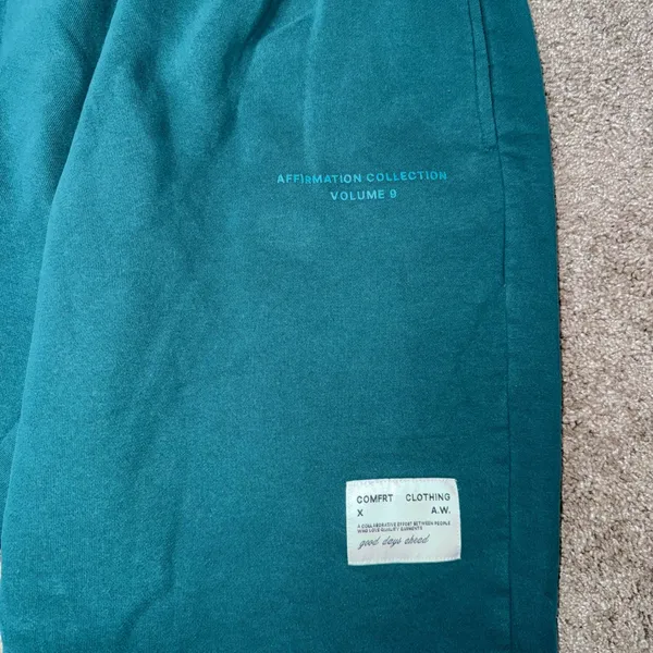 Comfrt Sweatpants Women Medium Teal Excellent Affirmation Vol 9 Wide Leg Pant - Image 2