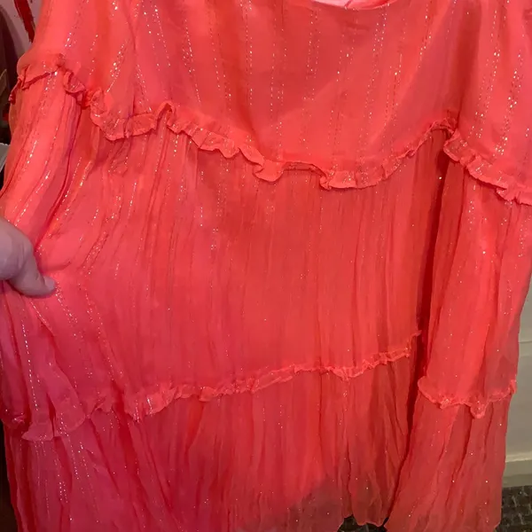 Silk skirt with silver threads Pink Size 18 - Image 2